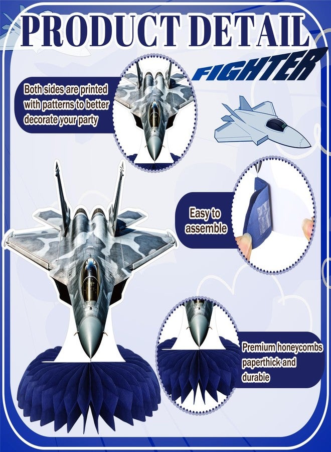 Yuntau 12 Pcs Fighter Party Decorations Air Force Honeycomb Centerpiece Fighter Table Topper Airplanetable Decoration for Birthday Party Favor Supplies - Image 3